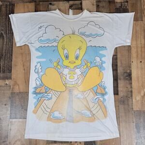 Looney Tunes Vintage 80s AOP Tweety Sylvester Night Sleep Shirt O/S‎ Warner Bros